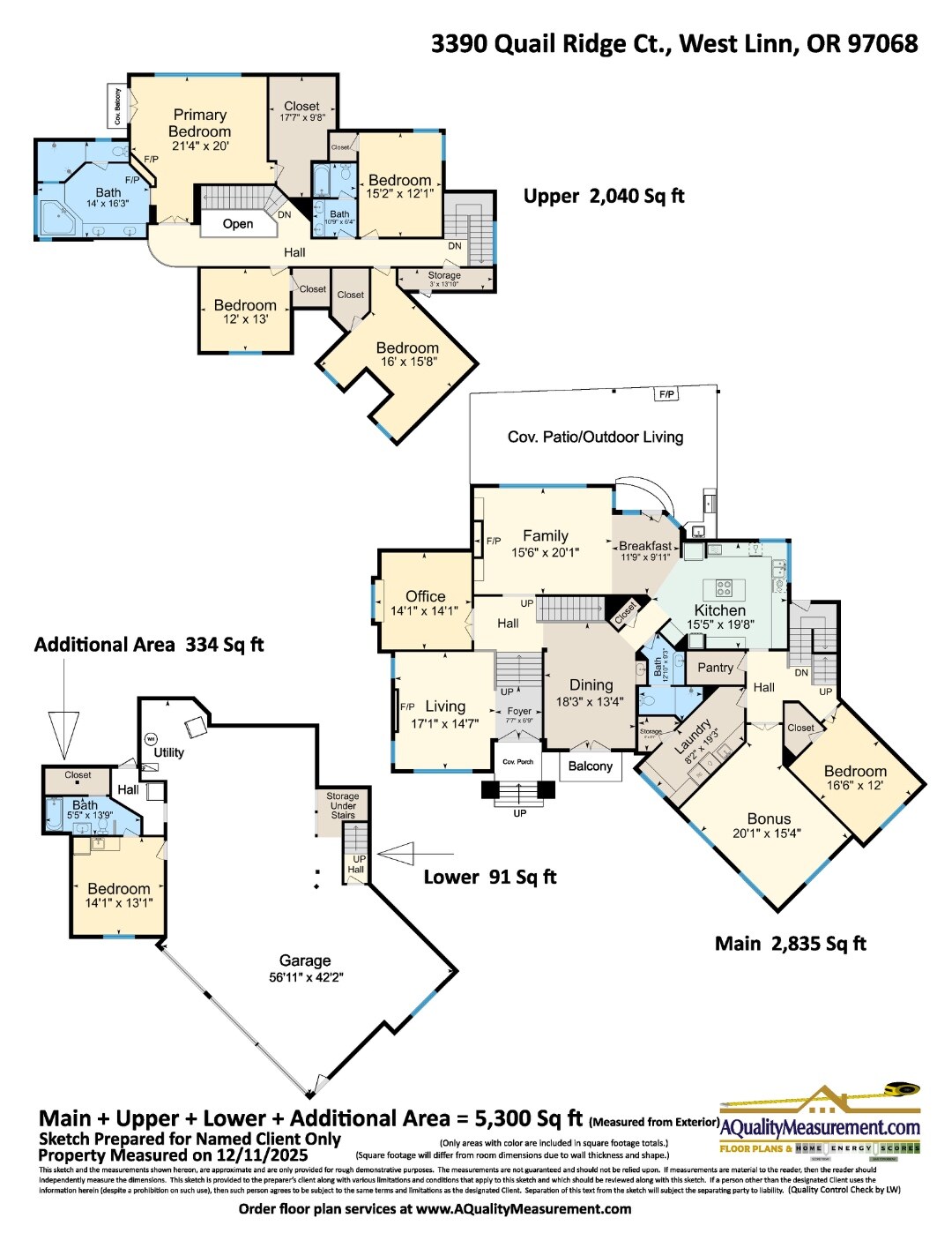 Architectural floor plan of 3390 Quail Ridge Court